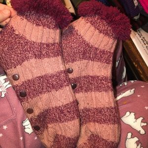Red & Pink Striped Slippers